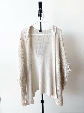 Roffe Cream Knit Hooded Cardigan Sweater OS
